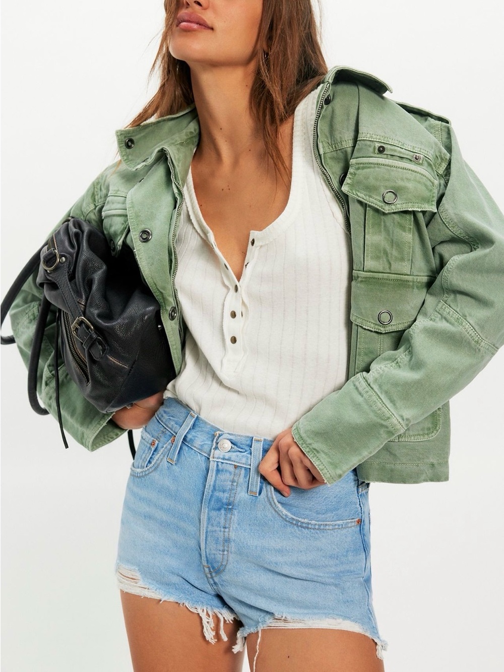 Levi's Light Blue Distressed Denim Jean Shorts